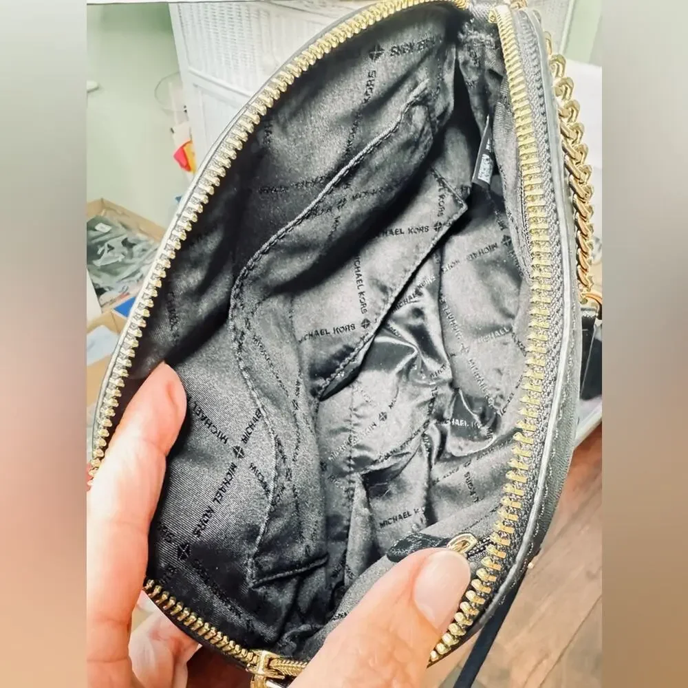 Michael Kors Black Leather Crossbody Handbag